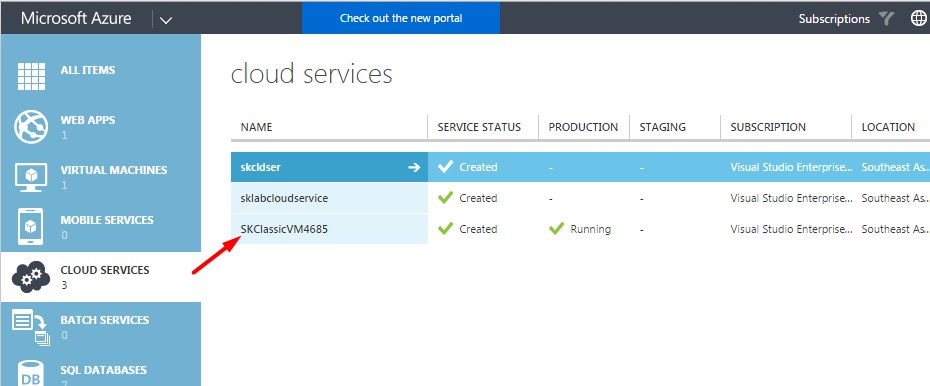Cloud Service Portal View
