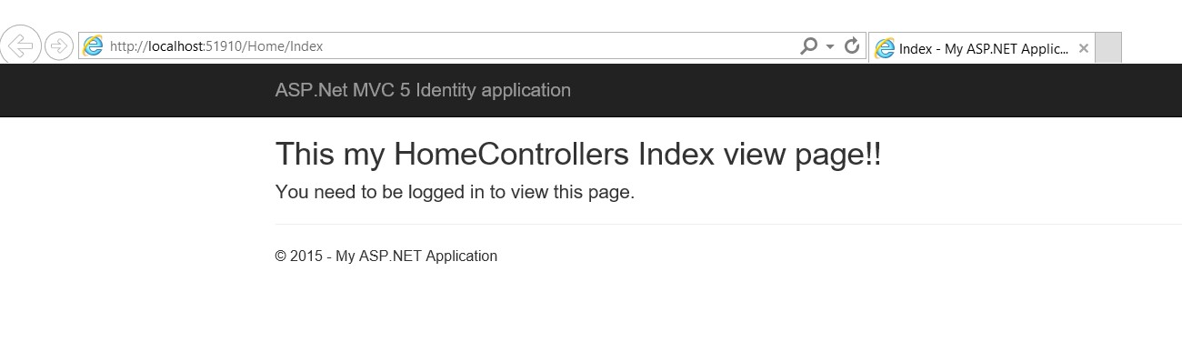 HomeController's index page