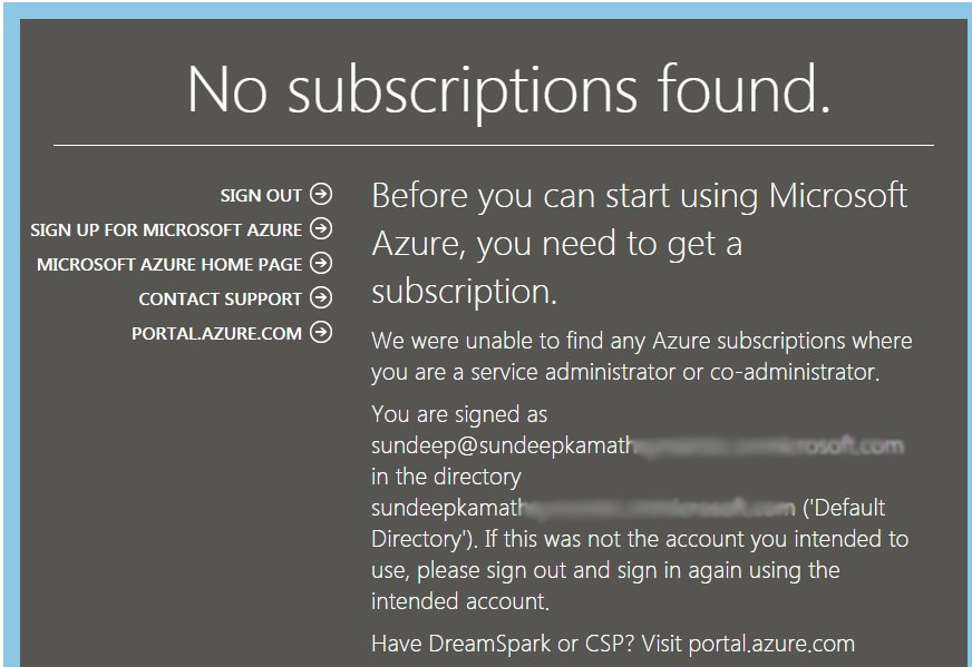No subscriptions found