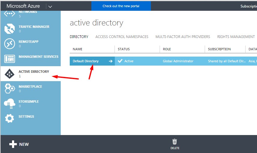 Open Active Directory from the classic portal